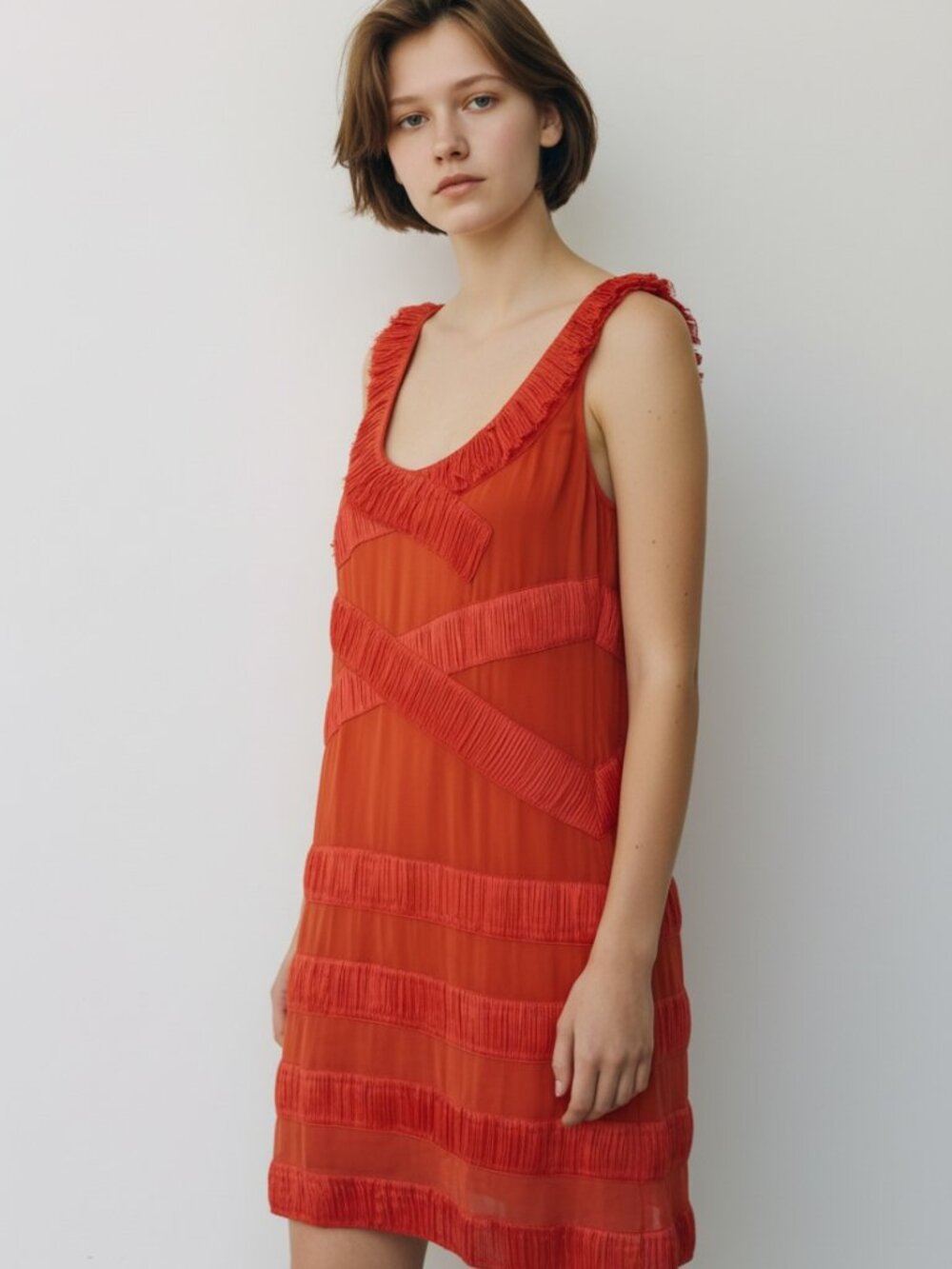 Yoana Baraschi Silk Dress-6-Coral Ruched Cocktail Dress- MSRP $225